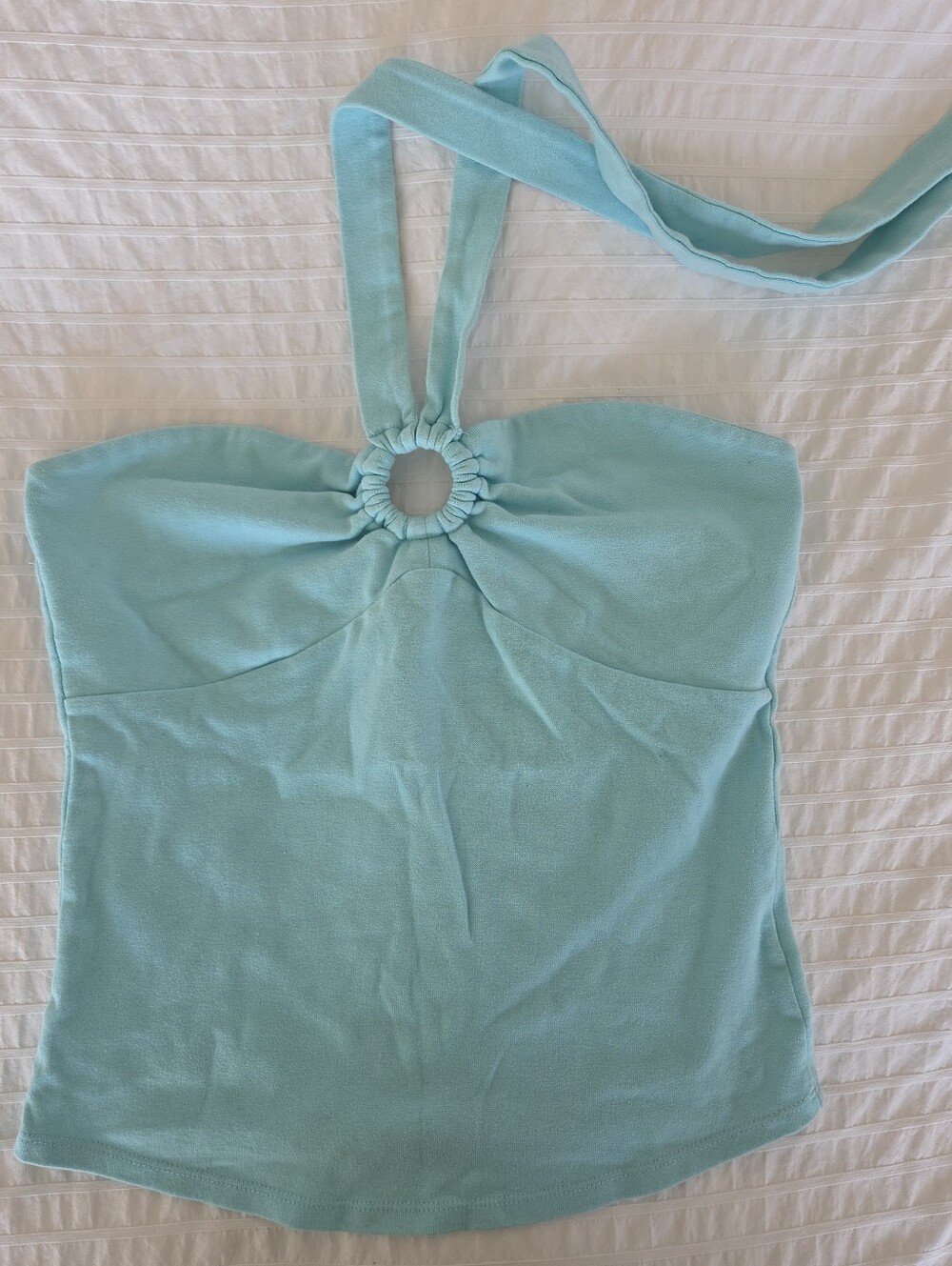 Seduction | Y2K Blue Halter Tie Top Peep Hole Size Large